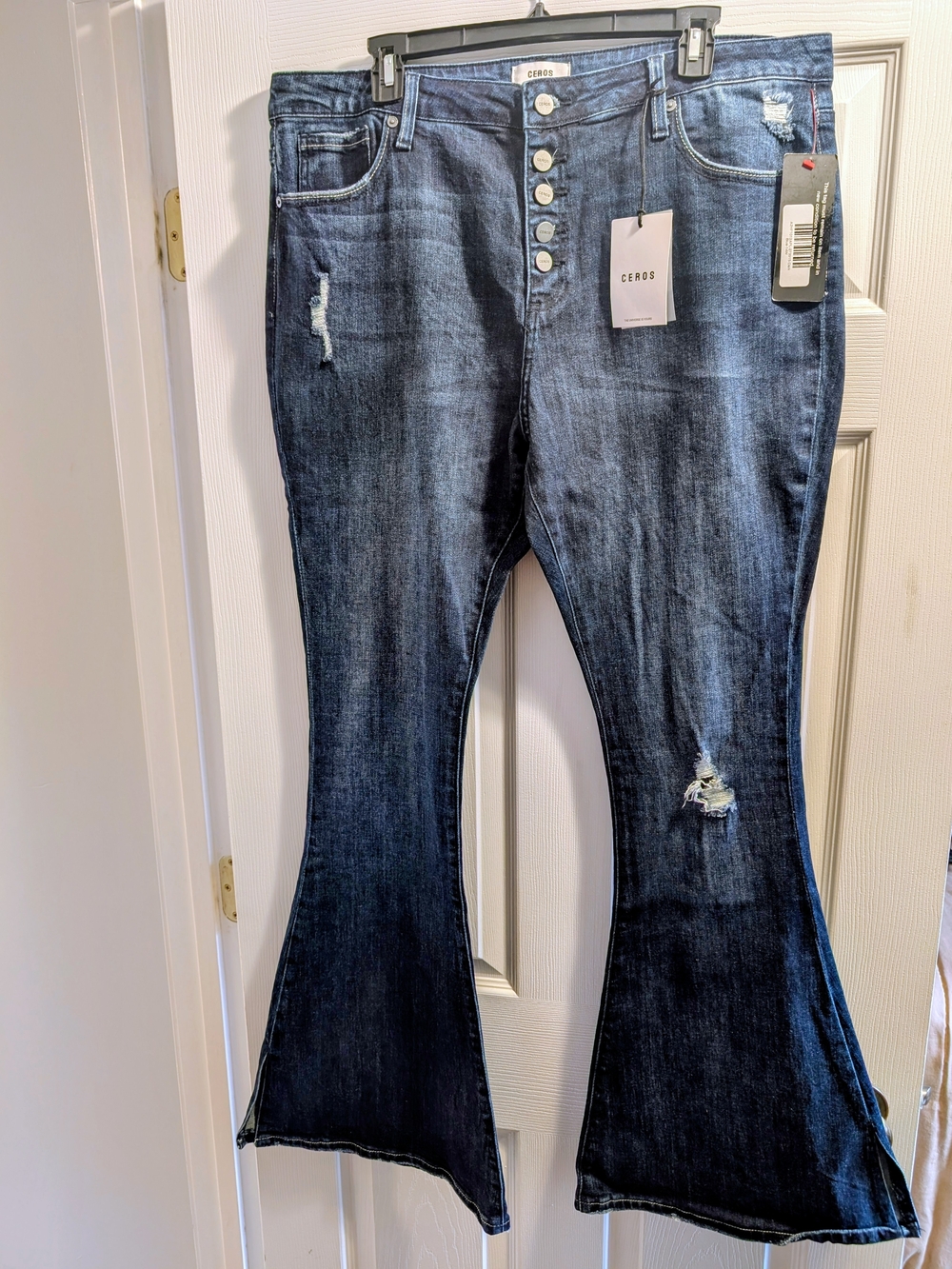 C/Meo Collective Dark Blue Button-Fly Flare Jeans